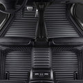 Custom Floor Mats for Cars fit 95% Sedan SUV Sports Car Full Coverage All Weather Men Women Pads Protection Non-Slip Leather Floor Liners (Black Horizontal Stripes)