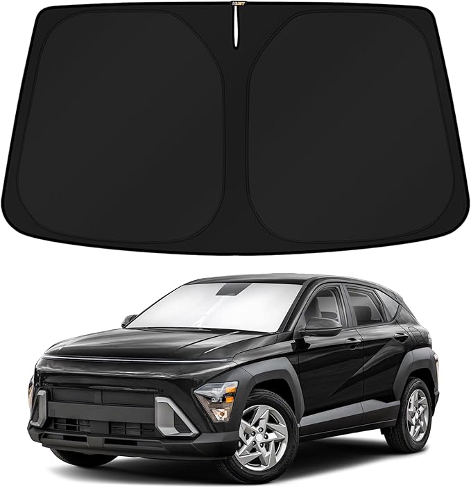 KUST Windshield Sun Shade for 2024 2025 2026 Hyundai Kona Accessories Custom Fit Sunshade Sun Protector Foldable Blocks UV Rays Keep Cars Cooler