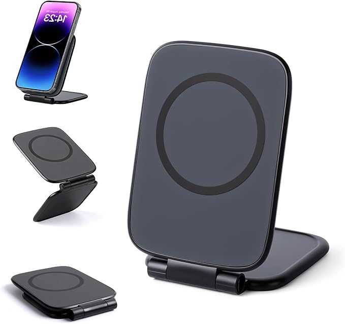 Ultra-Thin Foldable Magnetic Car Phone Mount,Shockproof, Strong Magnet Secure,270° Adhesive Cell Phone Holder for Your Car/Gym/Mirror Compatible with iPhone & Android