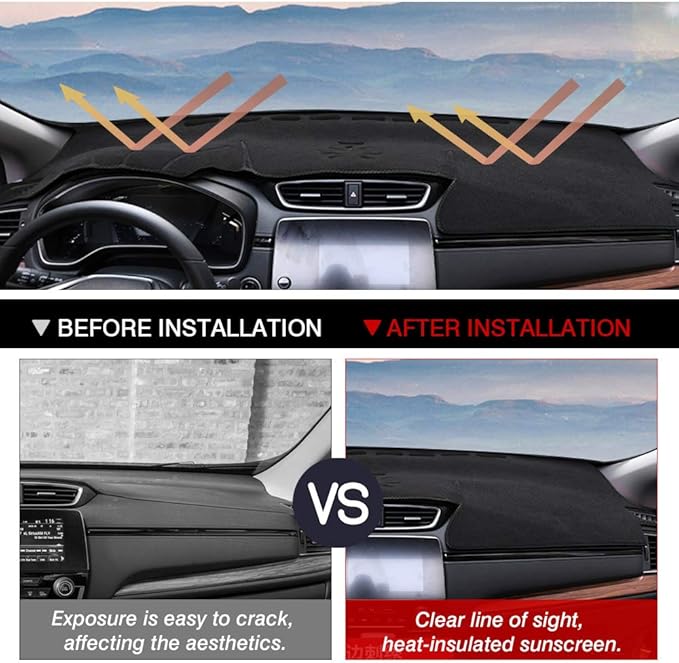Cartist Suede Dash Mat Cover for Honda CR-V CRV 2017-2022 Dash Cover Nonslip Dashboard Mat Protector Sunshade No Glare