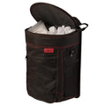 Lusso Gear Spill-Proof Car Trash Can - Leak-Proof Lid & Removable Liner for Car Bin - Travel Organizer with Mesh Pockets - 2.5 Gal, Black w Red Stitching