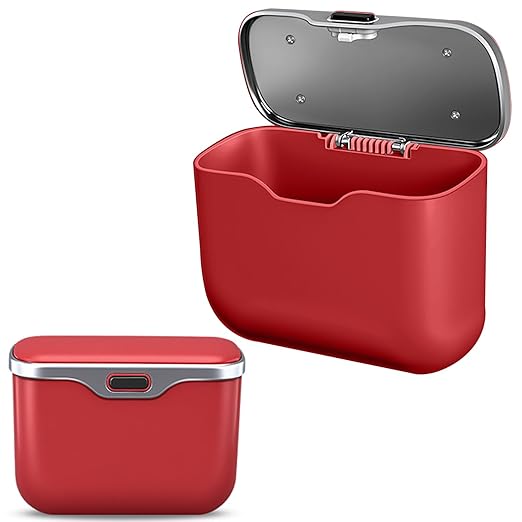 MAIBAOYUAN Car Trash Can with Lid, Leakproof Auto Garbage Bin, Waterproof Car Trash Bag Holder with PU Leather Top for Back of Seat/Door, Fit for SUVs, Sedans, Trucks Red