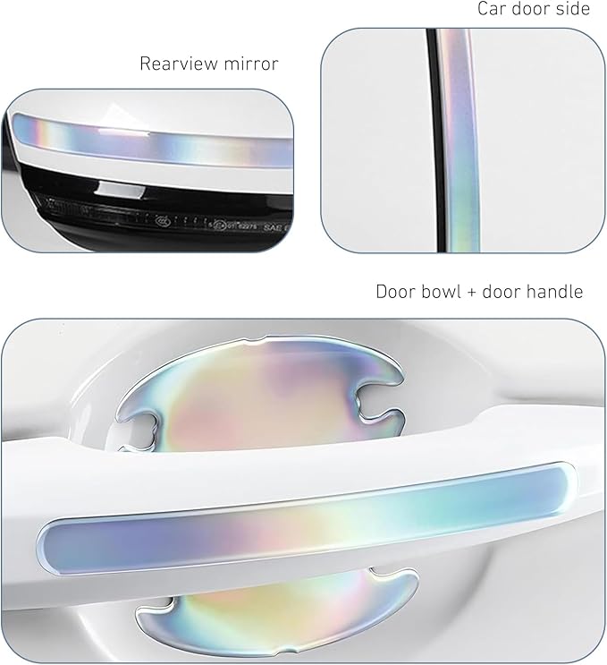 Cuymoap 16 PCS Car Door Bowl and Handle Protectors, Anti-scratch Waterproof Paint Protective Film, Thickened Tight Fit Decoration Trim, Universal Self-adhesive Exterior Part for Car (Multicolored)