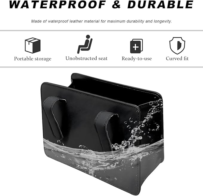 Car Trash Can, Leather Mini Dustbin Auto Storage Container with One Roll Trash Bag, Waterproof Foldable Garbage Organizer Interior Hanging Bag for Most Vehicles, Car Accessories (Black)