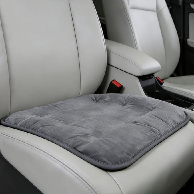 Car Seat Cushion, Breathable Soft Auto Front Seats Protector Pad for Comfortable Driving, Warm Vehicle Interior Driver Seat Non-Slip Decorative Accessory for Most Cars(Gray)