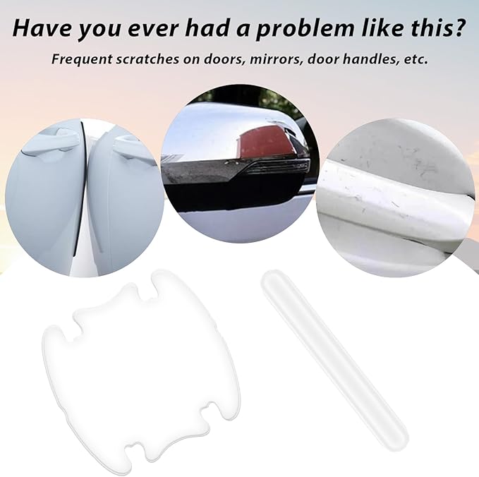 TIESOME 8 PCS Car Door Handle Anti-Scratches Sticker, Silicone Clear Car Door Handle Protector Durable & Waterproof Universal Cars Handles Protectors for Cars SUVs Trucks Sedans