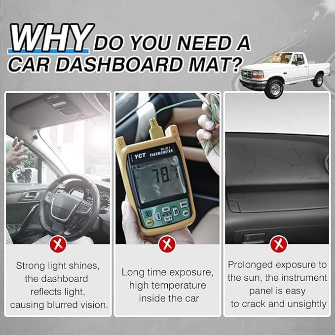 Cartist Dashboard Mats Compatible with Ford F150 F250 F350 1992 1993 1994 1995 1996 Dash Board Cover Mat Anti-Slip Carpet Sunshield Protector