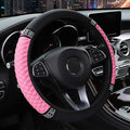 WLERIR Microfiber Leather Steering Wheel Cover with Anti-Slip Lining Universal Car Accessory for Steering Wheel with a Diameter of 14.5-15 inch (Pink)