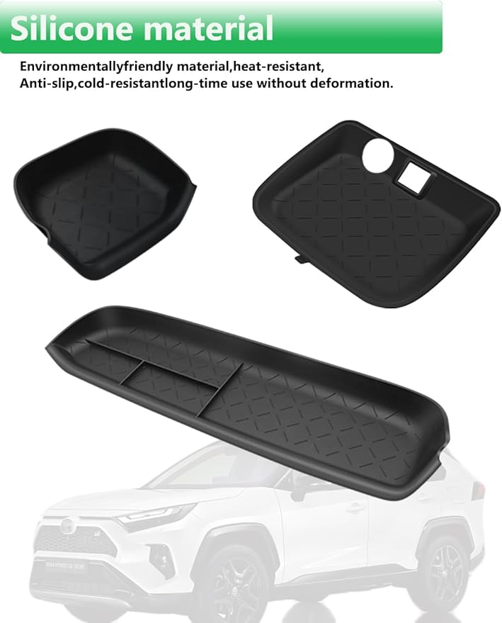 HZCZLO Organizer Tray Compatible with Toyota RAV4 2023 2022 2021 2020 2019 Accessories Passenger Storage Insert Mat,Storage Insert Mat Storage Organizer for Toyota RAV4 3Pcs