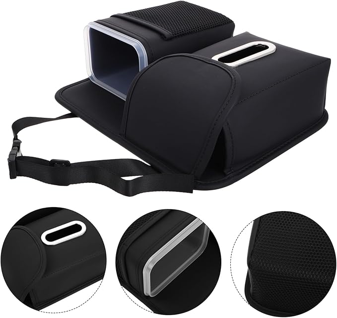 Mikinona Vehicle Backseat Organizer Tissue Box Holder and Cup Holders Multifunctional Car Storage Bag for Back Seat Space-saving Design Construction