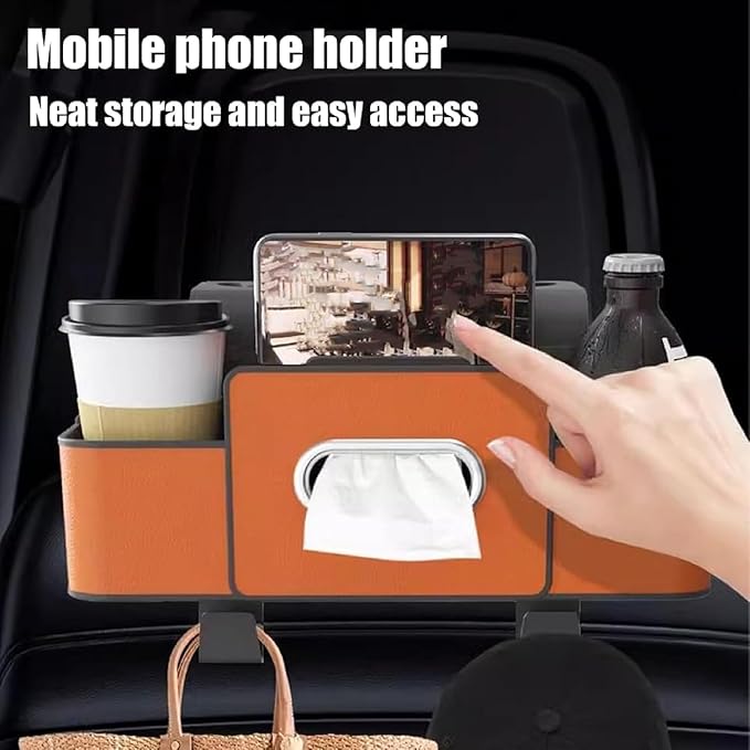 3-in-1 Car Headrest Backseat Organizer, 3-in-1 Car Backseat Organizer, Multifunctional Car Seat Storage Box for Travel, Road Trips, and Daily Use – Universal Fit for All Cars (Black)