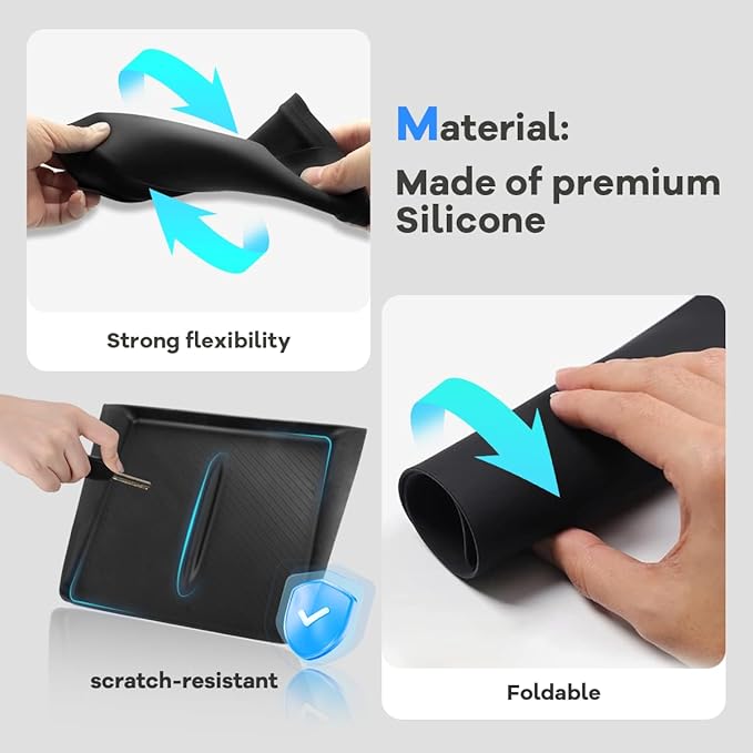 Non-Slip Center Console Wireless Charging Silicone Mat for Tesla Model Y Juniper Refresh 2025 2026 - Tesla Model Y Juniper Accessories, Compatible with 2025/2026 Model Y Juniper Console