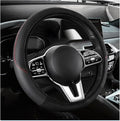 Car Steering Wheel Cover, 15 Inch Anti-Slip Stretch Leather Steering Wheel Protector, Comfortable Breathable Sporty Steering Wheel Cover for Women Men, Car Accessories (Black, AD)