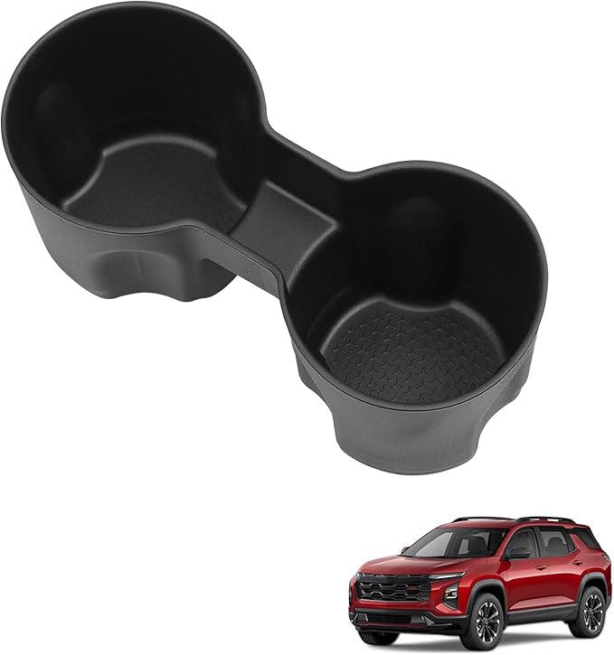 smabee Center Console Cup Holder Insert for Chevy Equinox 2025 2026 TPE Drinks Holder Box Organizer Car Interior Accessories Black