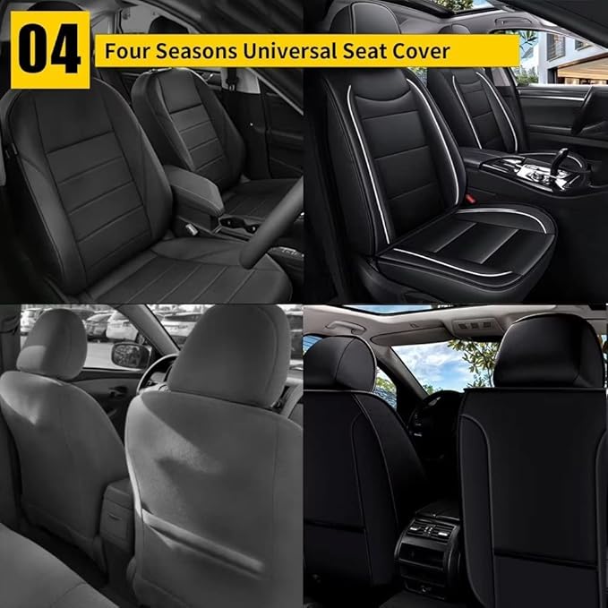 YORKNEIC Front Seat Covers Fit for Volvo S60 2001-2019 Leather Seat Protector 2-Seat Airbag Compatible Automotive car seat Covers for Volvo S60 Comfortable Breathable Black 2PCS