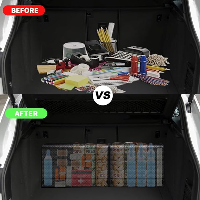 XDV Trunk Organizers, Car Organizers, Storage Solutions, and Car Storage Organizers for SUVs, Sedans, Back Seats, and Luxury Vehicles with Lid, Leather, Small, Large (Black, L&M)