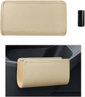 Car Trash Can, Leather Foldable Hanging Trash Bag, Multi-Function Mini Storage Box Garbage Can for Car Back Seats and Side Door, Beige