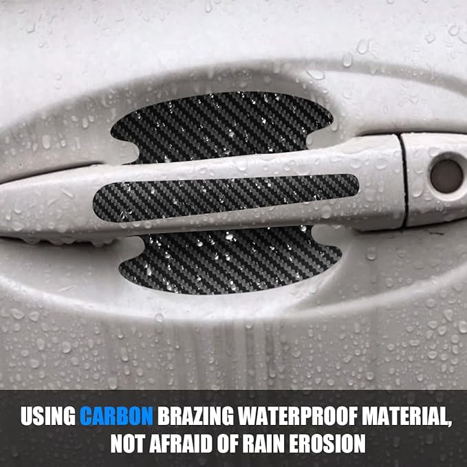 Carbon Fiber Car Door Handle Cup Scratch Protectors, Vehicle Door Handle Bowl Sticker, Automotive Paint Guard Protective Film Cover Accessories, Universal for SUV Sedan Truck (Black)