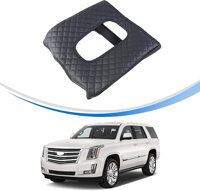 Center Console Armrest Cover for Cadillac Escalade 2015 2016 2017 2018 2019 2020 Accessories, Leather Armrest Lid Cushion Pad, Armrest Seat Box Cover Mat (Style A)