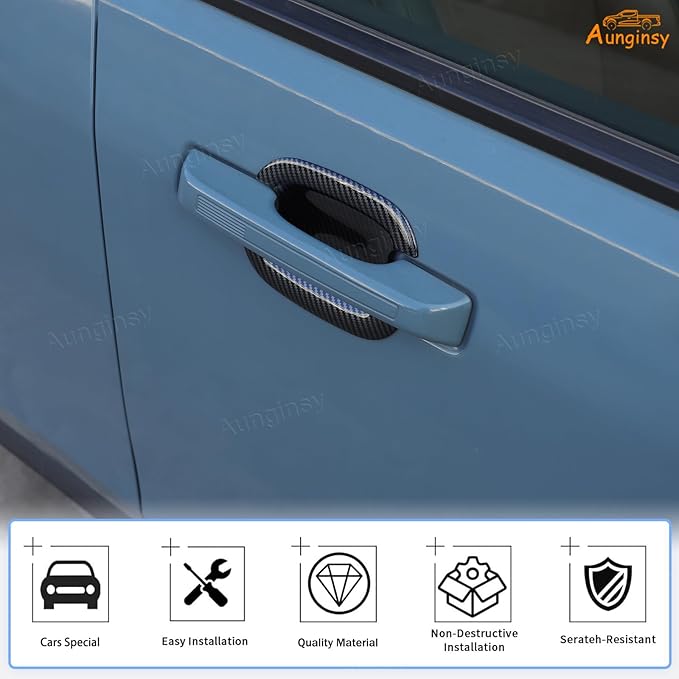 Aunginsy Exterior Door Handle Bowl Trim Cover Compatible with Ford Maverick 2022-2025 Ford Bronco Sport 2021-2025 Outside Door Handle Cup Bowl Cover Scratches Protector Decorative Sticker Accessories