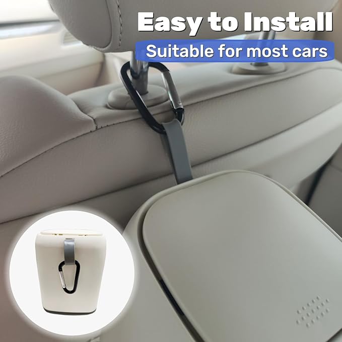 Car Can Garbage Bin Cute Cartoon Style Hanging Car Flip Lid Trash Can Detachable Leak-Proof ABS Material Spaceman Duck Smile Cloud (Smiling Cloud)