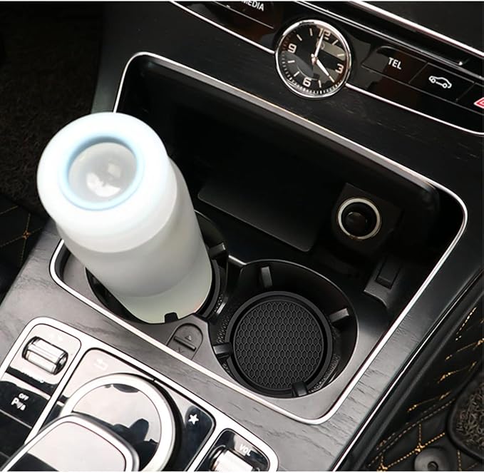 Auto Leather Center Console Cushion Pad, Waterproof Car Armrest Seat Box Cover with 4PCS Car Coasters for Cup Holder, Interior Protection Accessories for Most Cars, Vehicles, SUVs