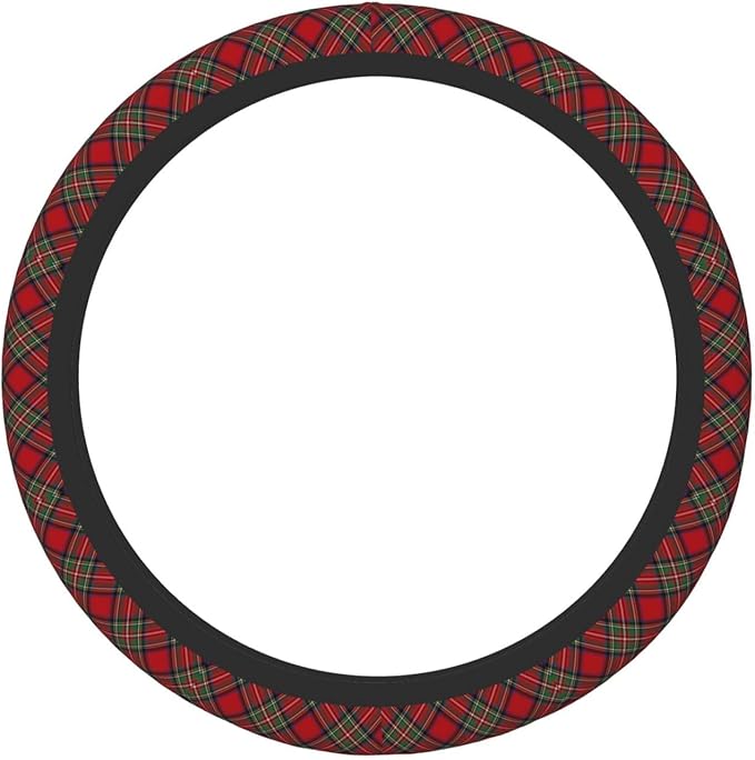 Thickened Elastic Steering Wheel Cover, Plaid Tartan Clan Stewart Red Green Pattern Ultra, Soft, Breathable, Fit for Cars, SUVs, Trucks, Stylish Comfortable Grip
