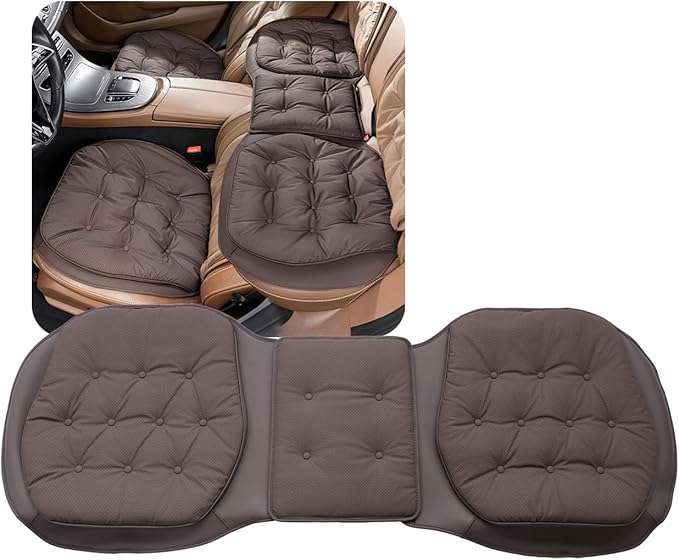 ontto Cooling Car Seat Cushions,Universal Auto Rear Bottom Seat Cover for Most Vehicles,PU Leather Seat Protector Breathable and Anti-Skid Seat Mat,with Buckle Fixing,Dark Brown(1 PCS)