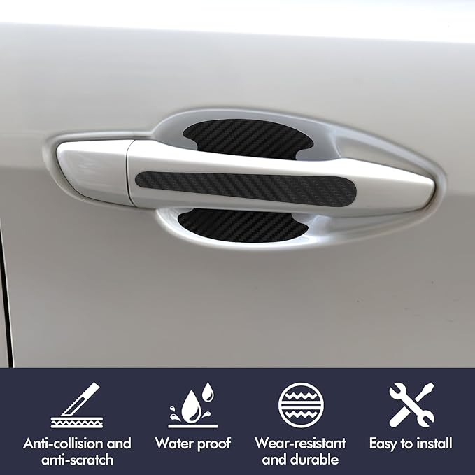 16pcs Car Door Handle Scratch Protector,Car Door Handle Protector Film, Protective Sticker-Anti-Scratches, Non-Marking,Easy Application (Black)