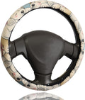 Sleeping Puppies Steering Wheel Cover for 14.5-15 Inch (37-38 cm) Wheels, Premium Fabric with Non-Slip Rubber Inner Ring (Sleeping Puppies & Stars)