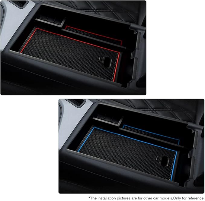 Autorder Center Console Organizer for 2023 2024 2025 2026 Kia Sportage Accessories Armrest Storage Box Secondary Insert Tray with Red & Blue Mats