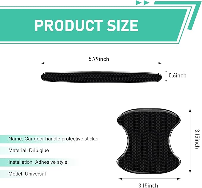 Car Door Handle Protector, Car Door Bowl Anti-Scratch Protective Sticker for, Waterproof Self-adhesive Personalized Colorful Decoration, Suitable for Most Car Accessories (Black)