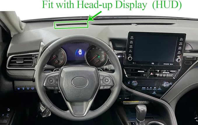Dashboard Cover Dash Cover Mat Pad Custom Fit for Toyota Camry 2018 2019 2020 2021 2022 2023 2024 with Head Up Display (Black) Z12B