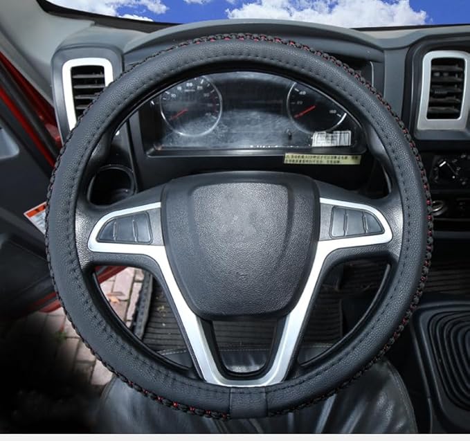 Size 16-20 Inch Ice Silk Ventilation Multi-Style Comfy Grip Steering Wheel Cover for Truck, Bus, Big Rig Trucker,SUV， Anti-Slip Design 16-20 Inch (Black, 19)