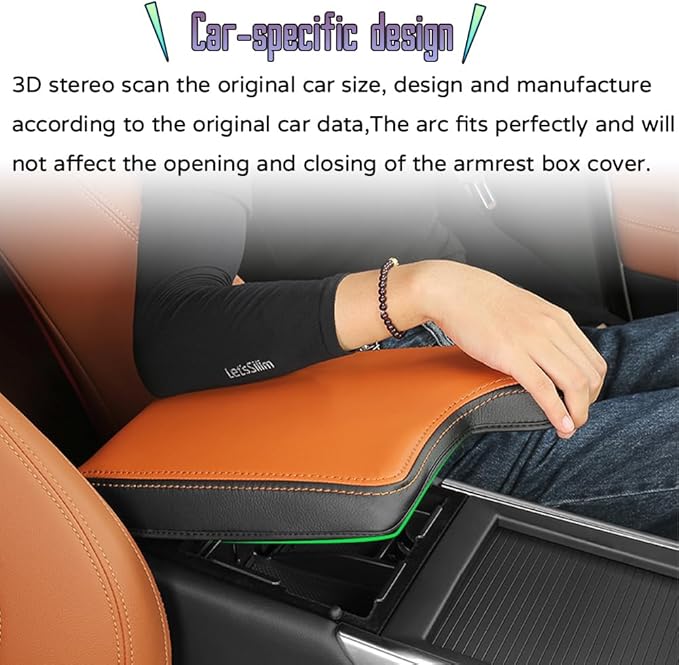 Custom Interior Accessories for F-PACE FPACE/XF 2017 2018 2019 2020 PU Leather Center Console Armrest Box Cover Armrest Cushion Central Armrest Protector Pad(Black with White Stitching)
