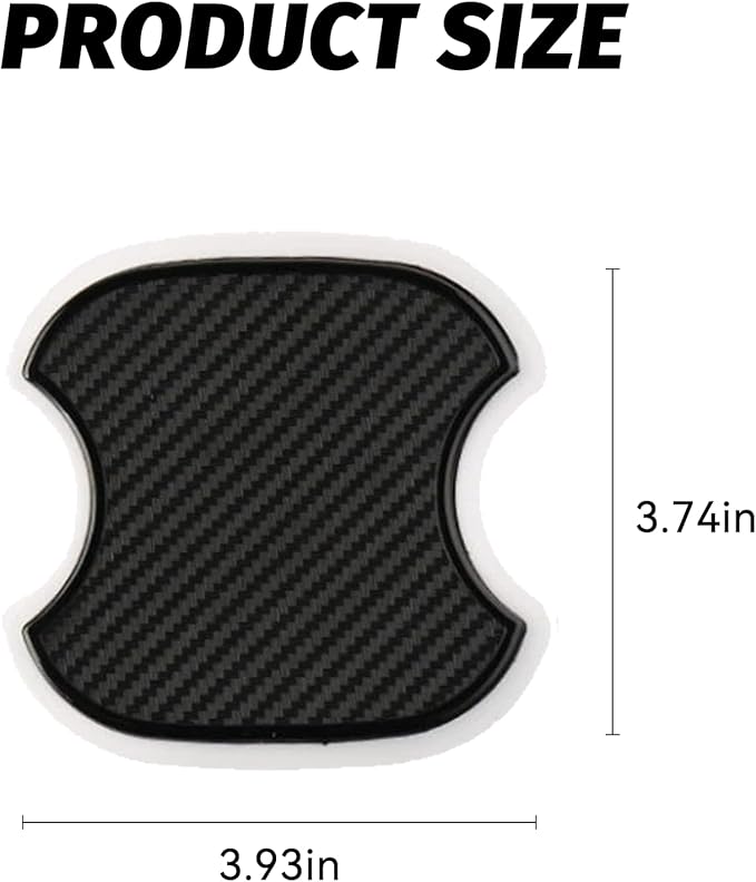 4Pcs Car Door Handle Stickers, 3D Carbon Fiber Texture Auto Door Cup Protective Film, TPU Scratch Protector Cover Guard Pad, Vehicle Door Bowl Paint Cover for Most Models(3.74''×3.93'')