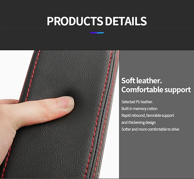 JEYODA Car Armrest Pad, Left Elbow Support, General Leather Booster Pad, Central Armrest Box, Adjustable Armrest (Beige)