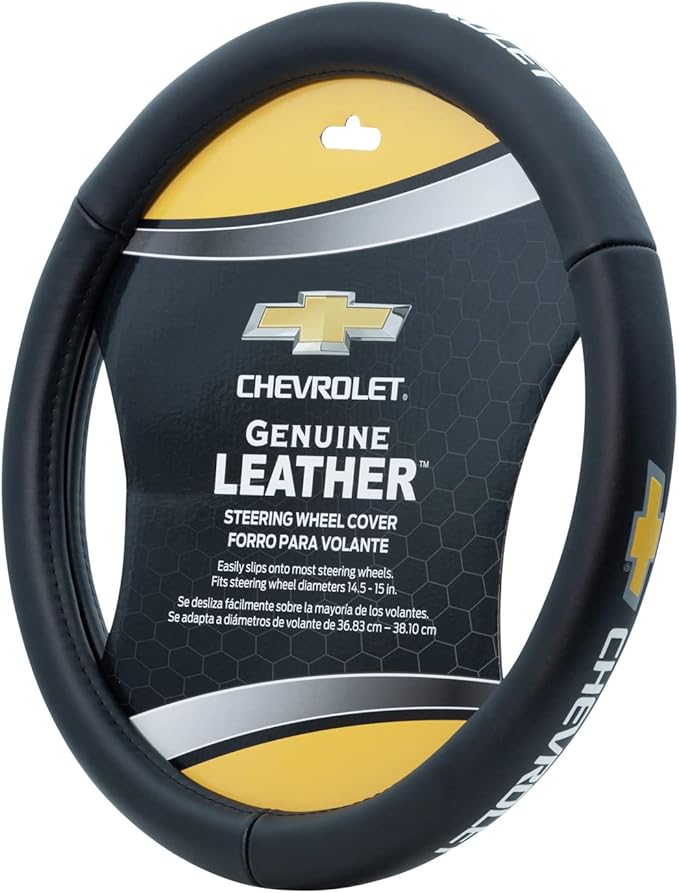 Plasticolor 006742R03 Chevrolet Genuine Leather Steering Wheel Cover