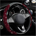 2 PCS Steering Wheel Cover, Segmented Car Wheel Covers with Crystal Rhinestones, Non-Slip Protector Bling Sparkly Decoration for Most Steering Wheels, Car Accessories (Red)