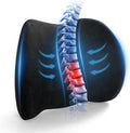 Dijialun Lumbar Support Pillow for Car, Memory Foam Back Support Lumbar Pillow for Car, Gaming, Office Chair, Ergonomic for Lower Back Pain Relief, Comfortable and Soft Fabric, Black