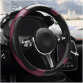 Car Steering Wheel Cover, 15 Inch Anti-Slip Stretch Leather Steering Wheel Protector, Comfortable Breathable Sporty Steering Wheel Cover for Women Men, Car Accessories (Wine Red)