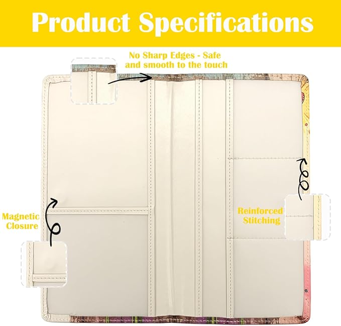 FinestHouse Car Registration and Insurance Holder with Magnetic Closure, Universal Document Organizer for License, Insurance Cards & Glove Box Storage (Sunflower-Colorful)