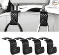 4PCS Car Seat Headrest Hook, Automotive Back Seat Storage Holder Hanger, Vehicle Interior Backseat Organizer Hanging Hook for Purse Handbag Grocery Bags, Universal Fit (Black)