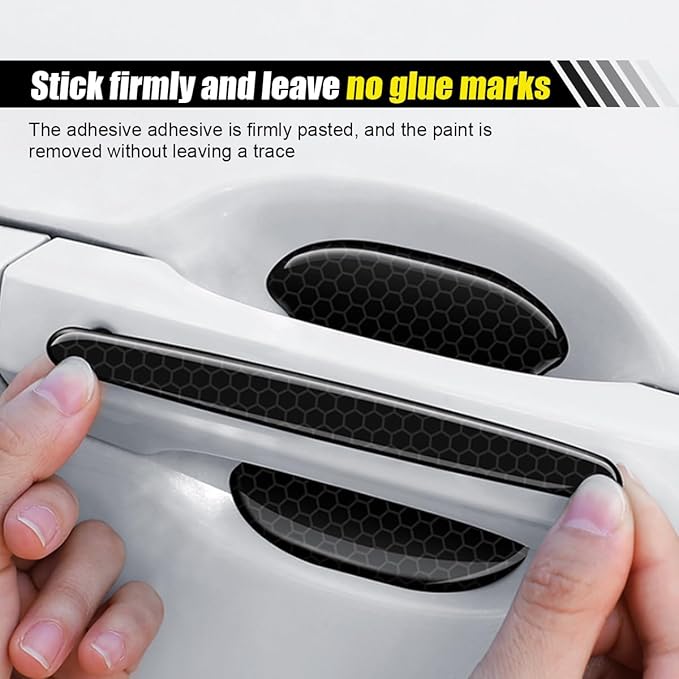 8PCS Car Door Handle Cup Scratch Protector Reflective Sticker - Anti-Scratch Car Door Handle Paint Cover Protective Film Traceless Stickers - Non-Marking Auto Doors Handles Bowl Sticker
