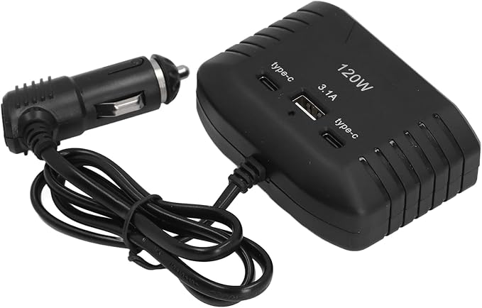 SUNGOOYUE 120W MultiPort Car Charger, DualPort USB TypeC Power Adapter for Efficient Charging, Daily Life and Travel, ABS Material