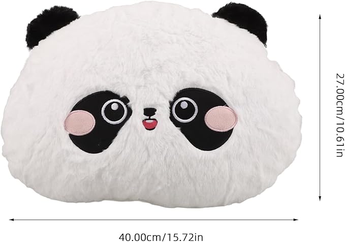 PRETYZOOM Cartoon Panda Lumbar Support Pillow with Rabbit Hair Embroidery, Soft Plush Car Seat Cushion for Lower Back, Shoulder Relaxer for Driving and Office Use