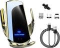Wireless Car Charger Mount, 15W Automotive Electric Wireless Charger Holder, Car Air Vent Mount Bracket Fast Charging for Most Smartphone, Universal Car Accessories (Golden)