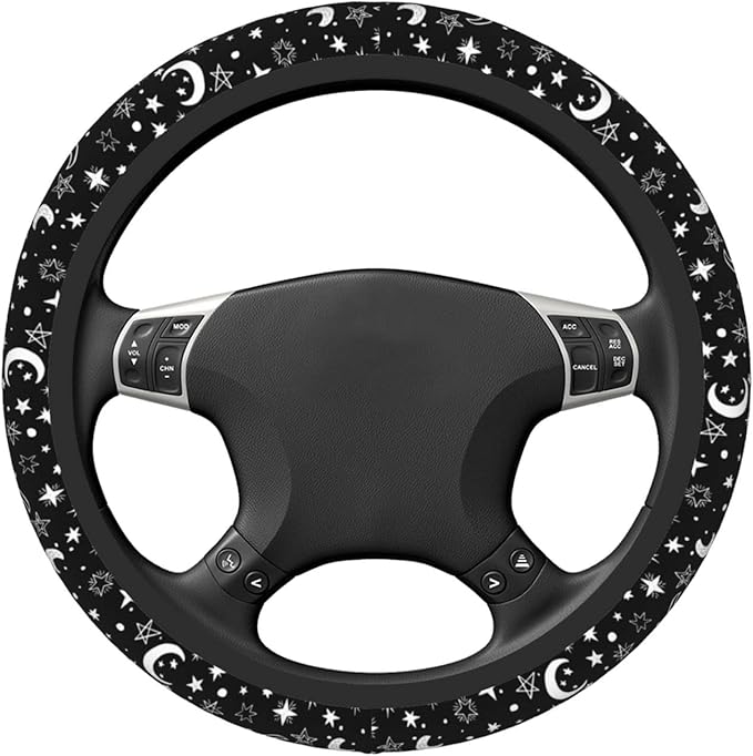 Moon Space Steering Wheel Cover Neoprene Universal 15 Inches Car Steering Wheel Protector for Women Men