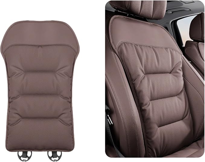 Bzxpk Skin-Friendly & Dirt-Repellent Leather Car Seat Cushion, Non-Slip PU Leather Seat Cover for Car, Office Chair & Travel, Breathable Comfort Cushion (Brown, Backrest)