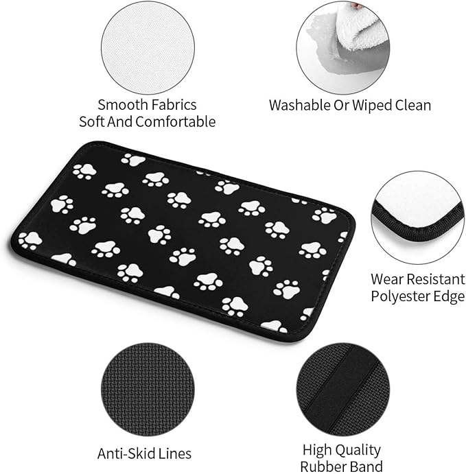 Dog Paw Prints Auto Center Console Armrest Cover Pad, Universal Fit Waterproof Comfort Car Armrest Cushion for Most Vehicle SUV Truck